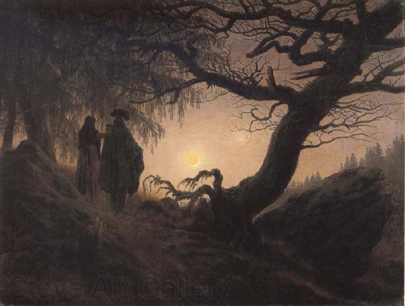 Caspar David Friedrich Man and Woman contemplating the Moon Germany oil painting art